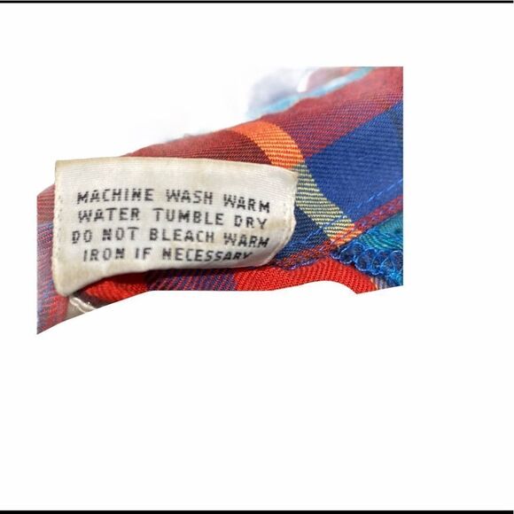 Vintage 80s Shirt Button Down Shirt Stop Plaid Chest Pockets Long Sleeve Blue 12 - Picture 8 of 13